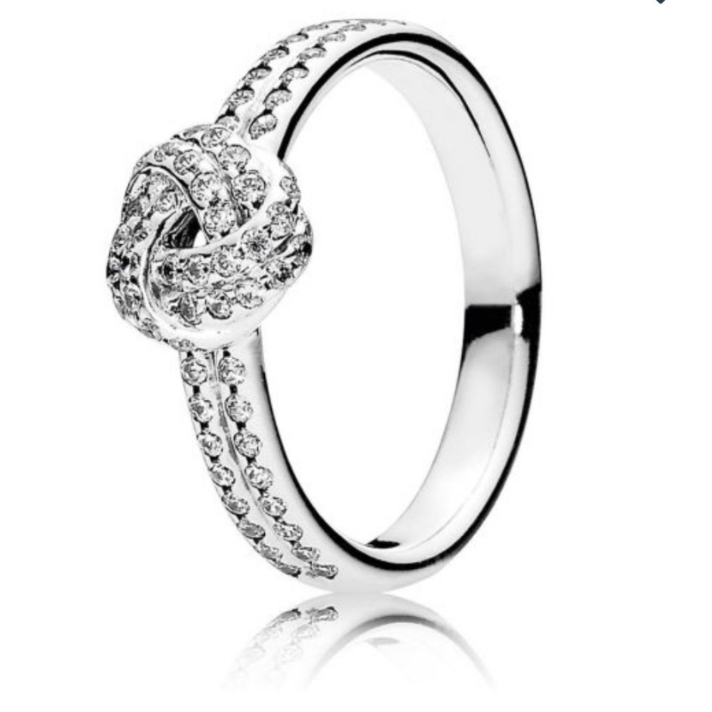 Pandora Sparkling Love Knot Ring Size 6 Cubic Zirconia